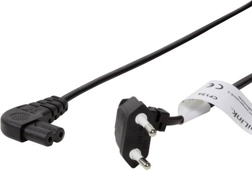 LogiLink Strom Anschlusskabel [1x Euro-Stecker - 1x Kleingeräte-Stecker C8] 0.75m Schwarz von Logilink