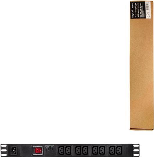 LogiLink - Stromverteilungseinheit (Rack - einbaufähig) - Wechselstrom 250 V - 2500 Watt - Eingabe, Eingang IEC 60320 C14 - Ausgangsanschlüsse: 8 (8x IEC 60320 C13) - 1U - 48.3 cm (19) - Schwarz von Logilink