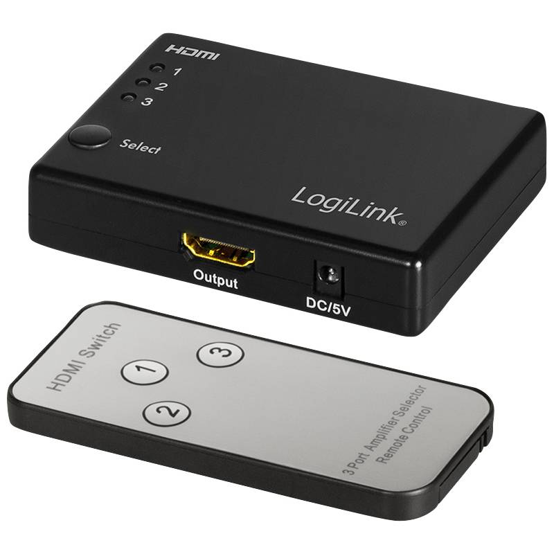Logilink Switch HDMI 3x1-Port, 1080p/60Hz, HDCP,CEC,RC,smal von Logilink