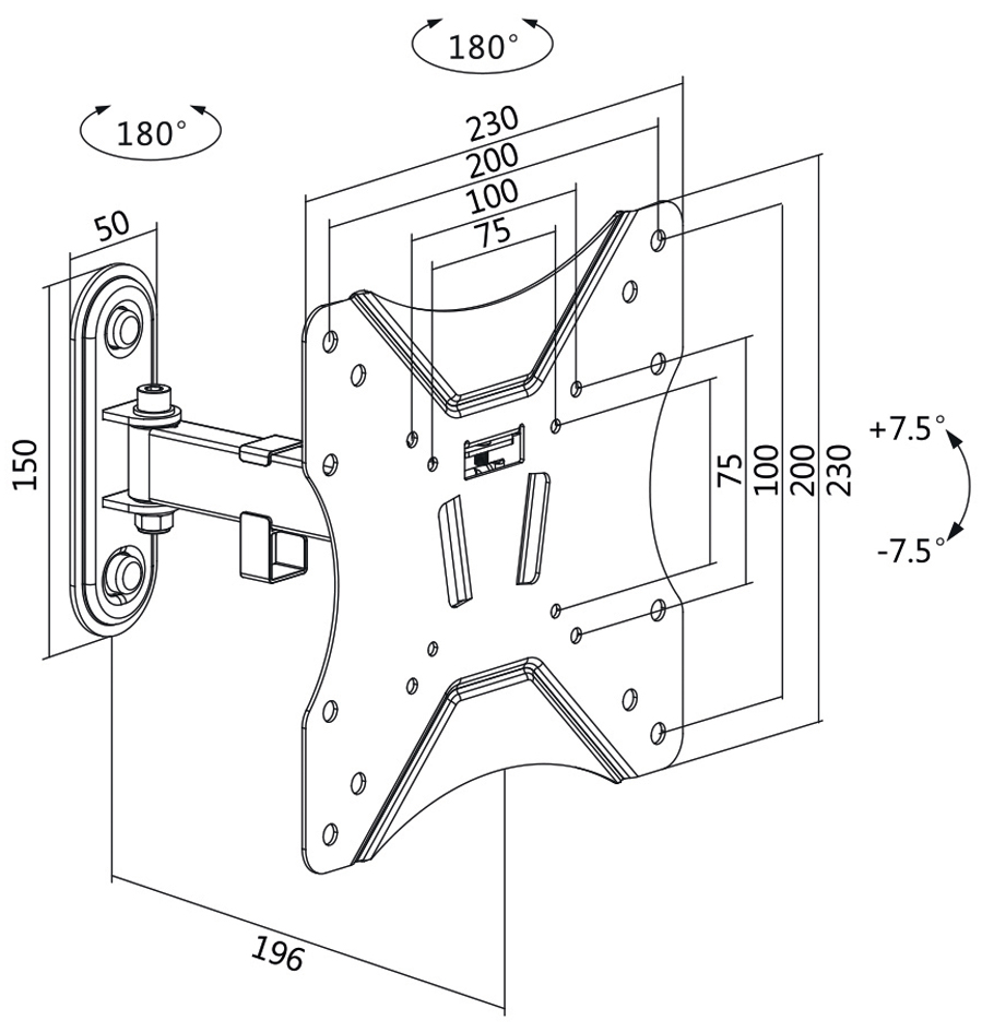 LogiLink TV-Wandhalterung Full Motion, für 58,42 - 106,68 cm von Logilink