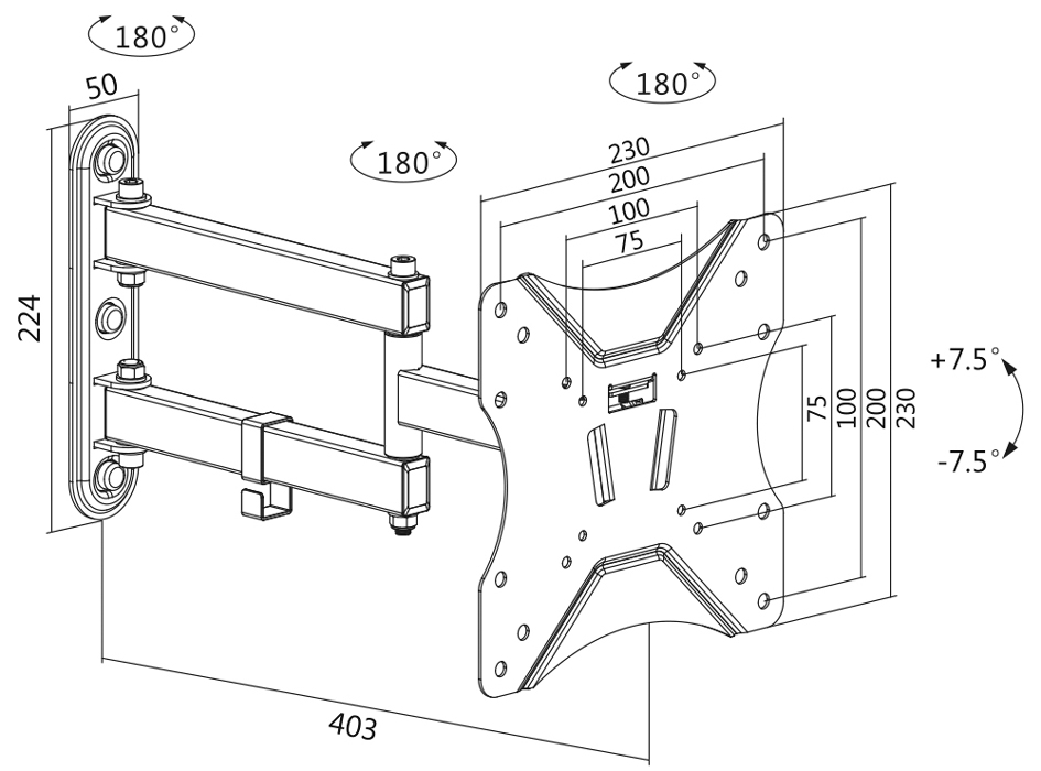 LogiLink TV-Wandhalterung Full Motion, für 58,42 - 106,68 cm von Logilink