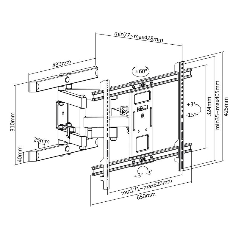 Logilink TV-Wandhalterung neigbar/schwenkbar/drehbar 37-80 von Logilink