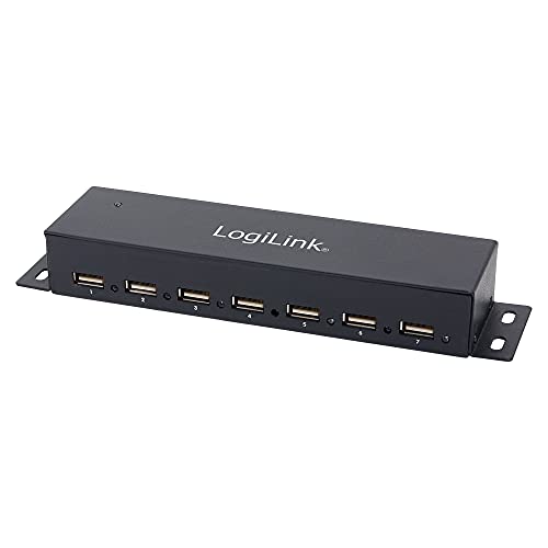 LogiLink UA0148 USB 2.0 HUB 7-port, incl. Power Display, Full Metal Housing von Logilink