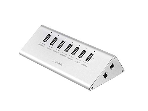 LogiLink UA0225 USB 2.0 Hub 7-Port + 1x Schnell-Ladeport mit Smart IC / LED Anzeige / Überspannungsschutz, für Windows & MAC OS von Logilink