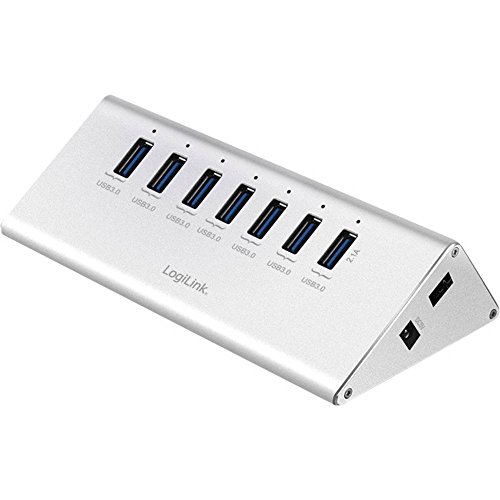 LogiLink UA0228 USB 3.0 Hub 7-Port + 1x Schnell-Ladeport mit Smart IC / LED Anzeige / Überspannungsschutz, für Windows & MAC OS von Logilink