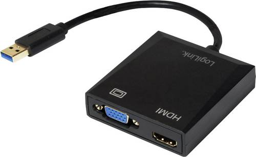 LogiLink UA0234 USB / VGA / HDMI Adapter [1x USB 3.2 Gen 1 Stecker A (USB 3.0) - 1x VGA-Buchse, HDMI von Logilink