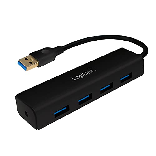 LogiLink UA0295 USB 3.0 Hub, 4 USB Anschlüsse zur Erweiterung schwarz von Logilink
