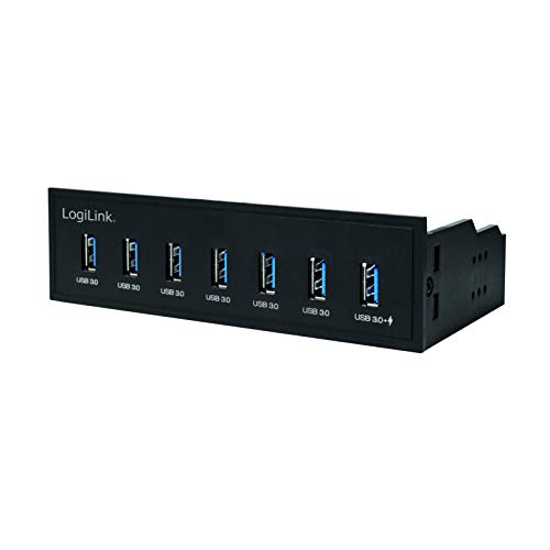 LogiLink UA0342 - 5,25" USB 3.0 Hub (7-Port) mit Schnellladeport und Datenübertragungsraten bis zu 5 GBit/s von Logilink