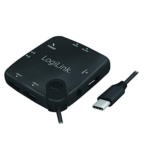 LogiLink UA0344 - OTG (On-The-Go) Multifunktions HUB (USB Typ-C™) und Cardreader für SD/micro-SD/M2/MS (Duo/Pro) Speicherkarten, passend für Android Smartphones & Tablets mit OTG / MacBook von Logilink