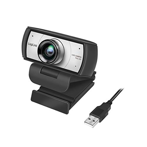 LogiLink UA0377 - Konferenz HD-USB-Webcam, 120° Ultraweitwinkelobjektiv, Dual-Mikrofon mit Rauschunterdrückung, manueller Fokus, für Videokonferenzen & Live-Streaming, Schwarz von Logilink