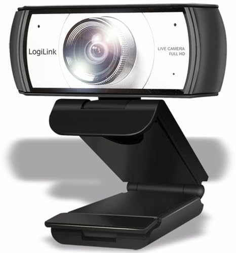 LogiLink UA0377 - Konferenz HD-USB-Webcam, 120° Ultraweitwinkelobjektiv, Dual-Mikrofon mit Rauschunterdrückung, manueller Fokus, für Videokonferenzen & Live-Streaming, Schwarz von Logilink