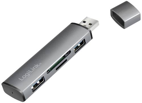 LogiLink UA0394 USB 3.2 Gen 2-Hub mit Aluminiumgehäuse, mit eingebautem SD-Kartenleser, mit Status- von Logilink