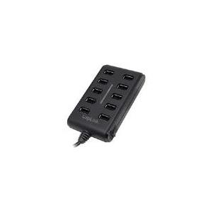 LogiLink USB 2.0 Hub, 10 Port, mit Ein-/Ausschalter, schwarz Anschluss 10 x USB, Übertragungsrate: 480 MBitt/Sek (UA0125) von Logilink