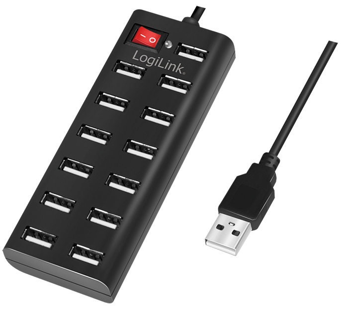 LogiLink USB 2.0 Hub, 13 Port, mit Ein-/Ausschalter, schwarz von Logilink