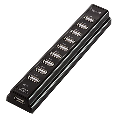 LogiLink USB 2.0 Hub (10-Port) inkl. Netzteil und LED Aktivitätsanzeige von Logilink