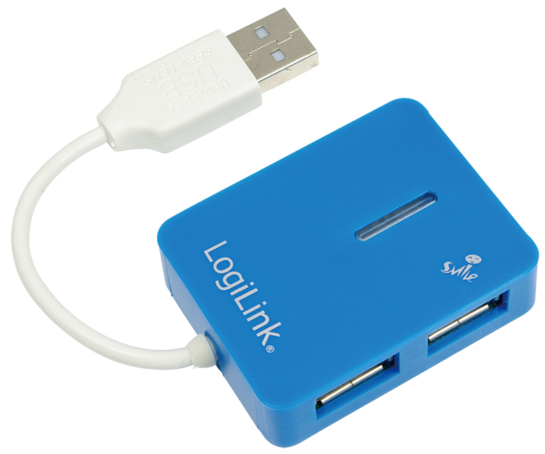 LogiLink USB 2.0 Hub Smile, 4 Port, blau von Logilink
