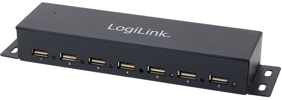 LogiLink USB 2.0 Hub für Wandmontage, 7 Port, Metallgehäuse von Logilink