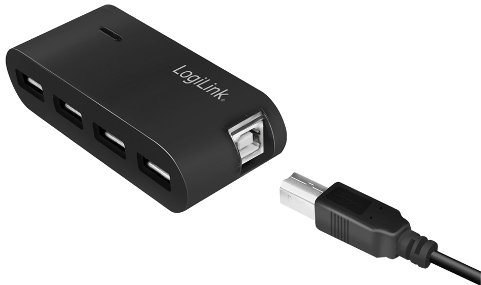 LogiLink USB 2.0 Hub mit Netzteil, 4 Port, schwarz von Logilink
