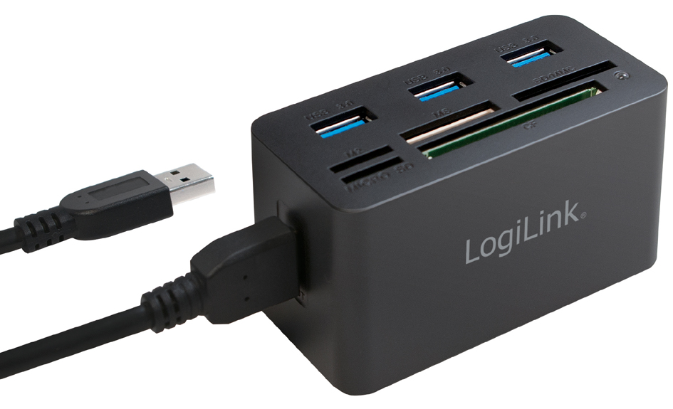 LogiLink USB 3.0 Hub mit All-in-One Card Reader, schwarz von Logilink