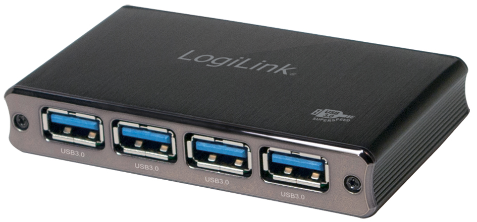 LogiLink USB 3.0 Hub mit Netzteil, 4 Port, Aluminiumgehäuse von Logilink