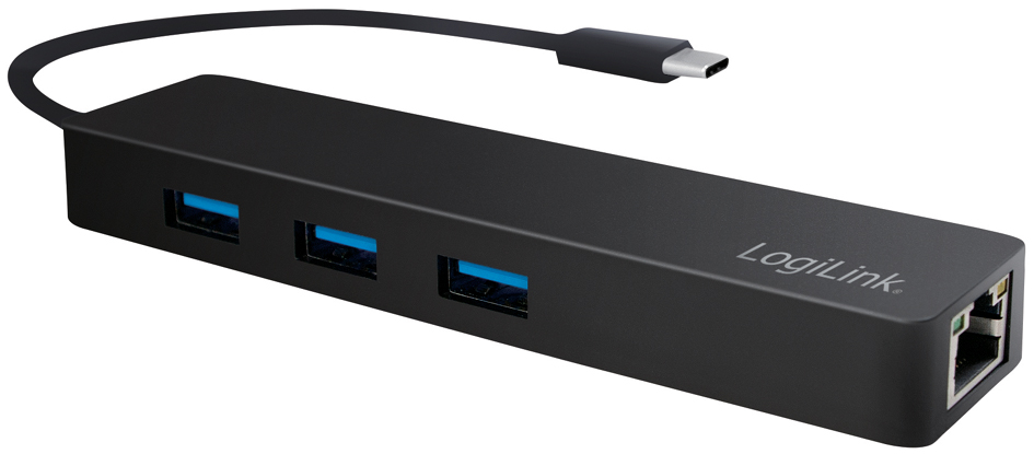 LogiLink USB 3.0 Hub mit USB-C 3.1 Gen1 Anschluss + Gigabit von Logilink