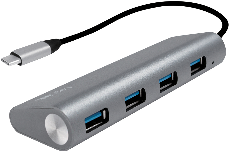 LogiLink USB 3.0 Hub mit USB-C Gen1 Anschluss, 4-Port, grau von Logilink