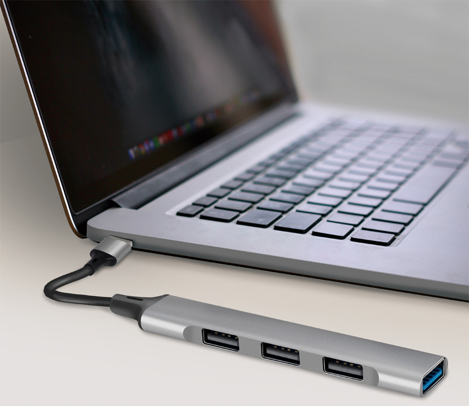 LogiLink USB 3.0 Slim-Hub, 4-Port, Aluminiumgehäuse, grau von Logilink