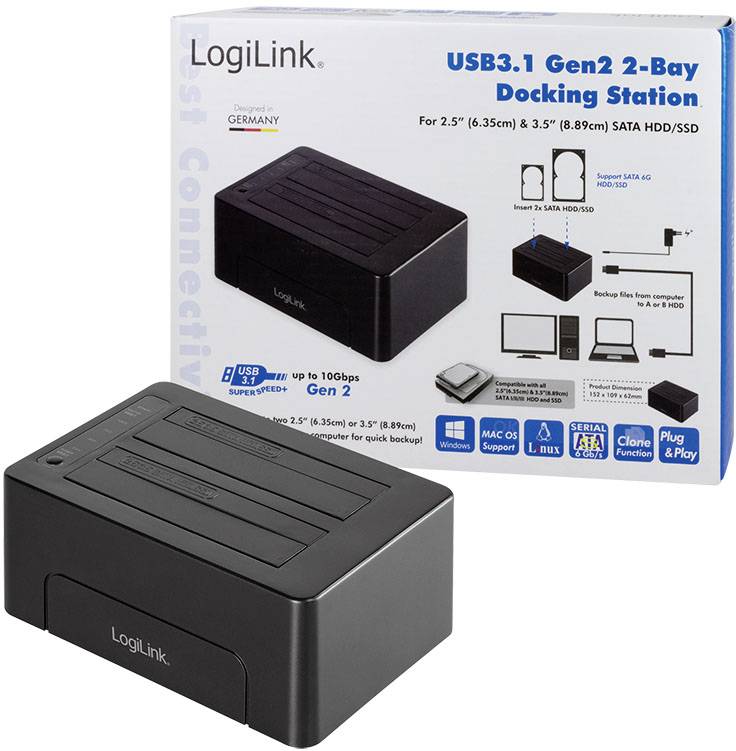 Logilink USB 3.1 Quickport für 2,5 + 3,5 SATA HDD/SSD von Logilink