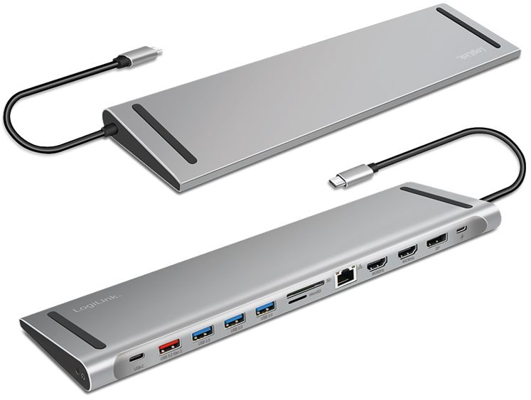 LogiLink USB 3.2 (Gen 2) Docking Station, 12-Port, silber von Logilink