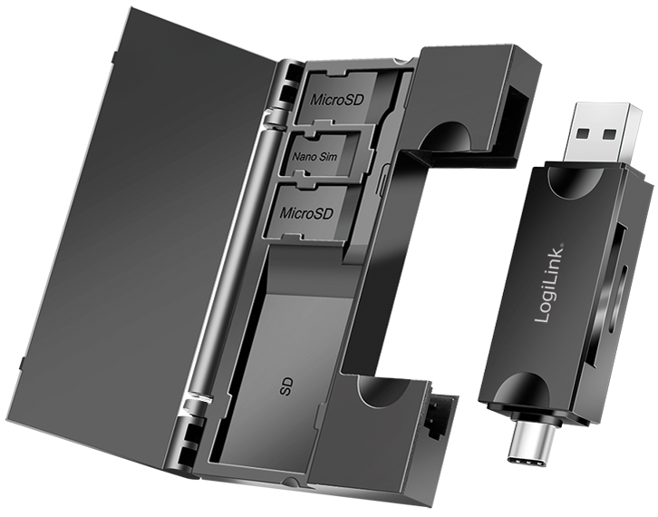LogiLink USB 3.2 Gen1 Card Reader, mit Kartenaufbewahrung LogiLink USB 3.2 Gen1 Card Reader, mit Kartenaufbewahrung von Logilink