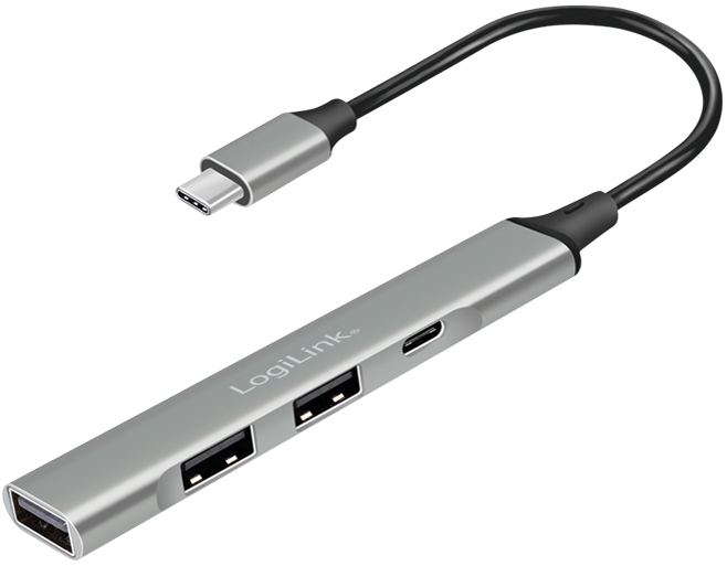 LogiLink USB 3.2 Gen1 Hub, 4-Port, Aluminiumgehäuse, grau von Logilink