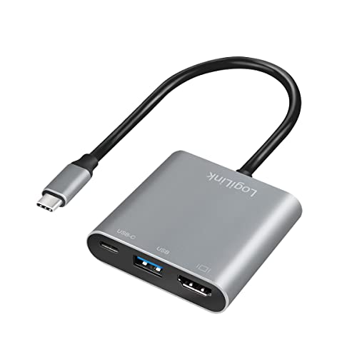 LogiLink USB 3.2 Gen1 Typ-C-zu HDMI & USB Adapter, 4K, PD (Power Delivery), 0,15 m von Logilink