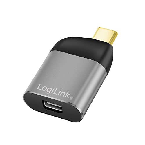 LogiLink USB 3.2 Gen2 Adapter Ultra-HD 8K, USB Typ-C (Stecker) zu mini-DisplayPort (Buchse), Farbe: Schwarz/Grau von Logilink