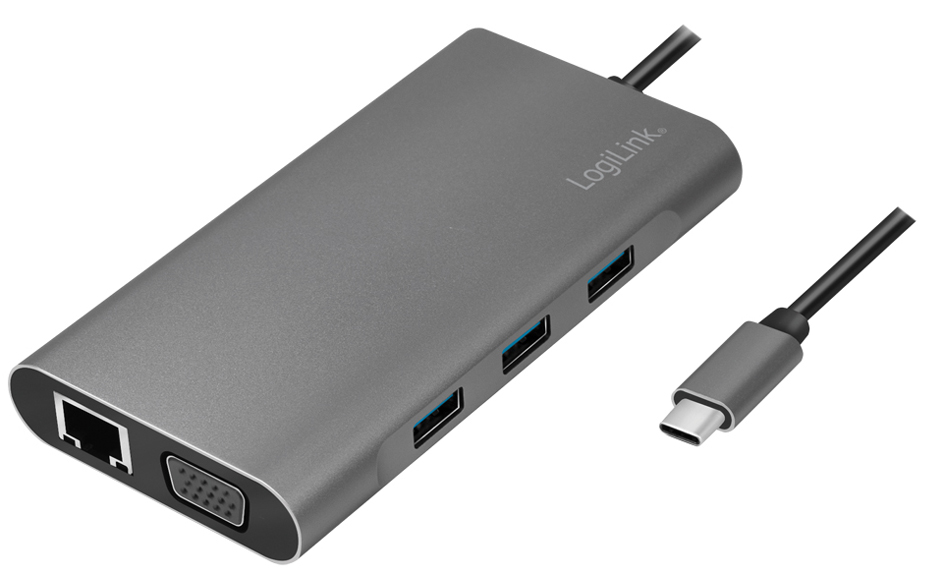 LogiLink USB 3.2 Multifunktionshub, 10-Port, USB-C, silber von Logilink