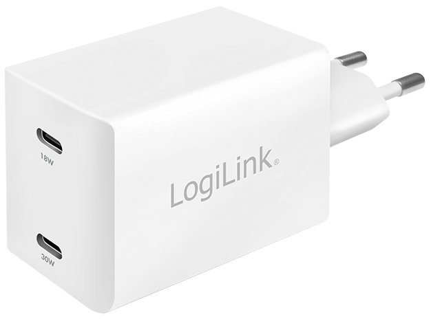 LogiLink USB-Adapterstecker mit 2 USB-C-Ports, weiß von Logilink