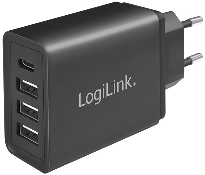 LogiLink USB-Steckdosenadapter mit 4 USB-Ports, schwarz von Logilink