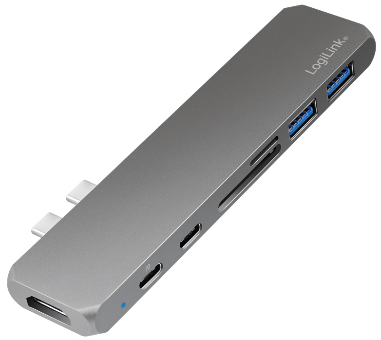 LogiLink USB-C 7-in-1 Multifunktions-Hub mit PD, grau von Logilink