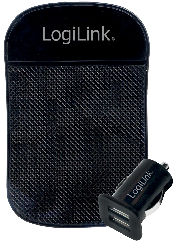 LogiLink USB-KFZ-Ladegerät, 2-fach, inkl. Antirutschmatte von Logilink