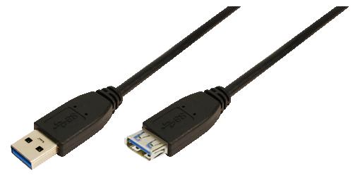 Logilink USB Kabel A -> A St/Bu  2.00m Verl. schwarz von Logilink