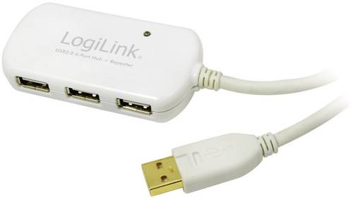 LogiLink USB-Kabel USB 2.0 USB-A Stecker, USB-A Buchse 12.00m Weiß vergoldete Steckkontakte, UL-zer von Logilink
