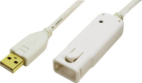 LogiLink USB-Kabel USB 2.0 USB-A Stecker, USB-A Buchse 12.00m Weiß vergoldete Steckkontakte, UL-zer von Logilink
