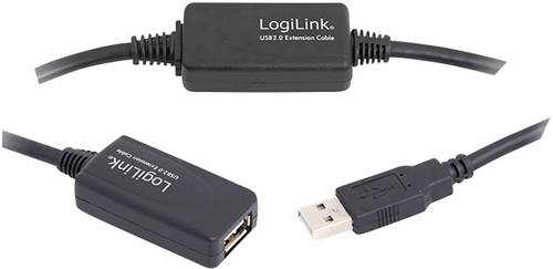 LogiLink USB-Kabel USB 2.0 USB-A Stecker, USB-A Buchse 15.00m Schwarz UA0145 von Logilink
