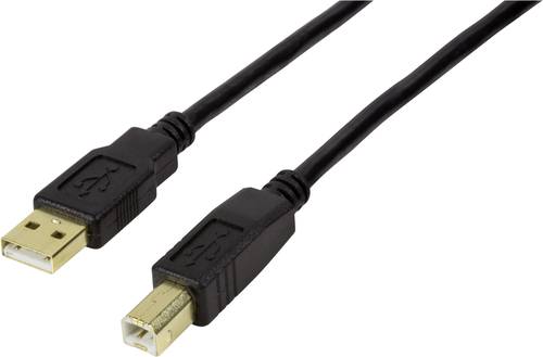 LogiLink USB-Kabel USB 2.0 USB-A Stecker, USB-B Stecker 20.00m Schwarz vergoldete Steckkontakte UA02 von Logilink