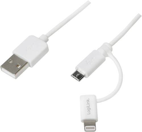 LogiLink USB-Kabel USB 2.0 USB-A Stecker, USB-Micro-B Stecker, Apple Lightning Stecker 1.00m Weiß von Logilink