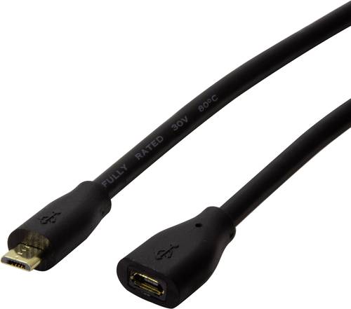 LogiLink USB-Kabel USB 2.0 USB-Micro-B Stecker, USB-Micro-B Buchse 1.00m Schwarz CU0121 von Logilink