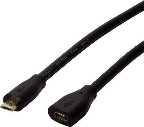 LogiLink USB-Kabel USB 2.0 USB-Micro-B Stecker, USB-Micro-B Buchse 1.50m Schwarz CU0122 von Logilink