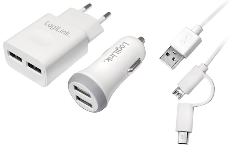 LogiLink USB-Ladegeräte-Set, 2-teilig, je 2x USB-Kupplung von Logilink