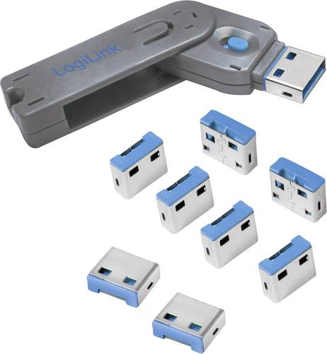 LogiLink USB Port Schloss AU0045 8er Set Silber, Blau inkl. 1 Schlüssel AU0045 von Logilink