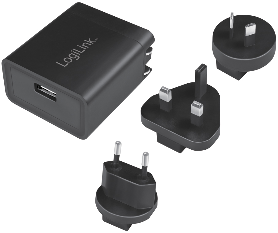 LogiLink USB-Reiseadapter mit 2,1A Fast Charging, schwarz von Logilink