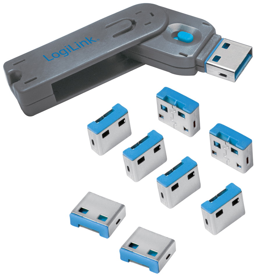 LogiLink USB Sicherheitsschloss, 1 Schlüssel / 8 Schlösser von Logilink